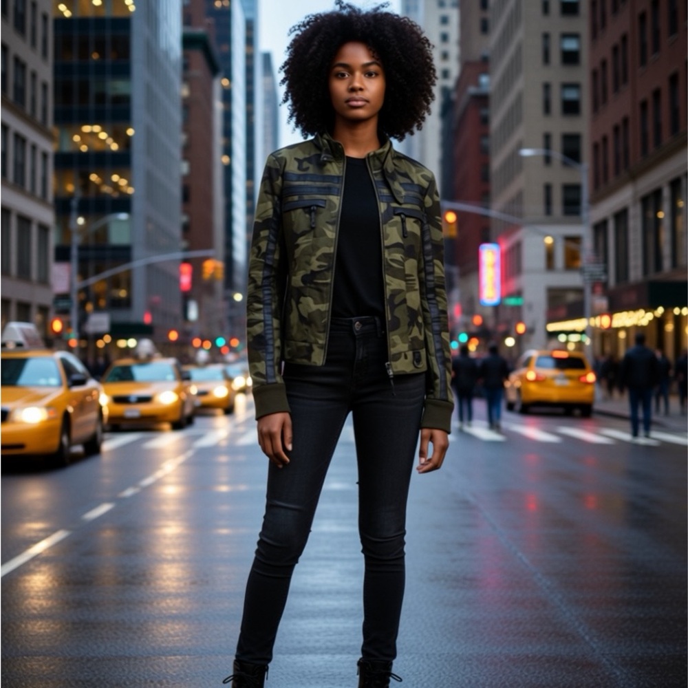Sugarfly Green Camouflage Bomber Jacket